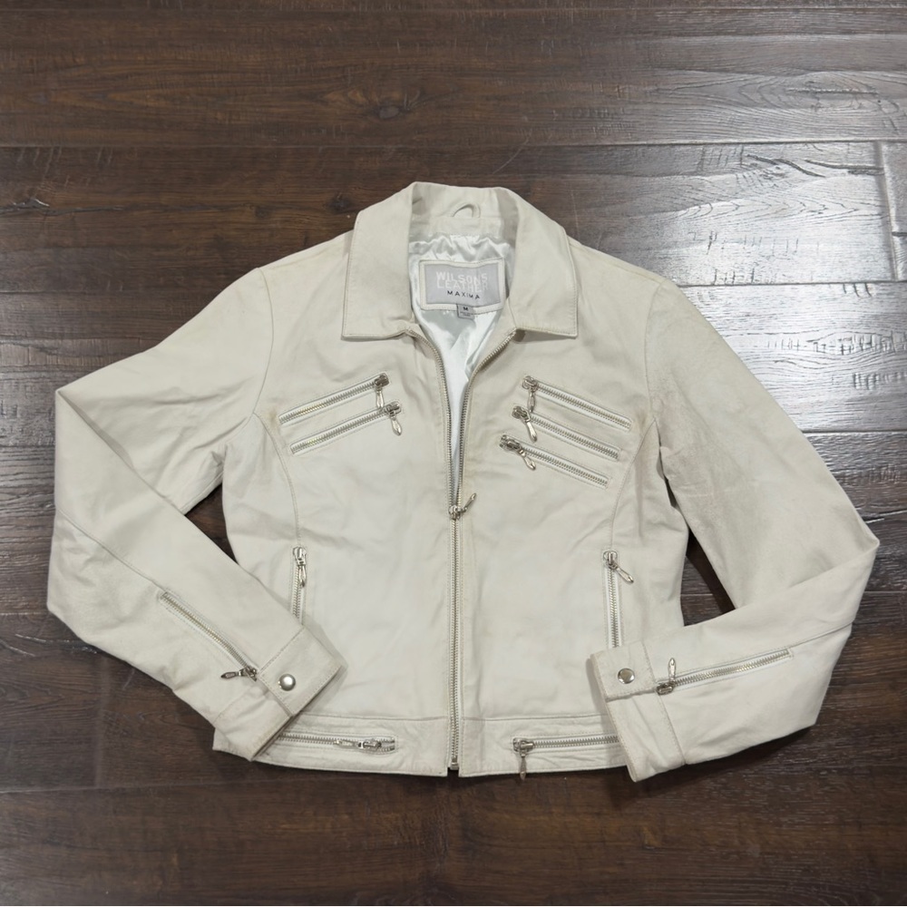 Wilsons Leather Maxima Vintage Zip Front Jacket Size Medium Women